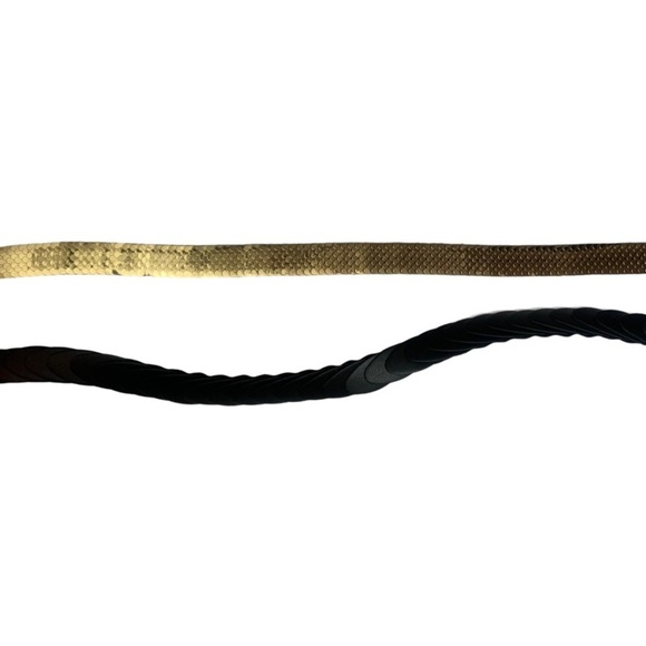 New Vintage 80’s Gold Sequin Stretch Black Metal Belts Retro Disco Glam Rock main image 4